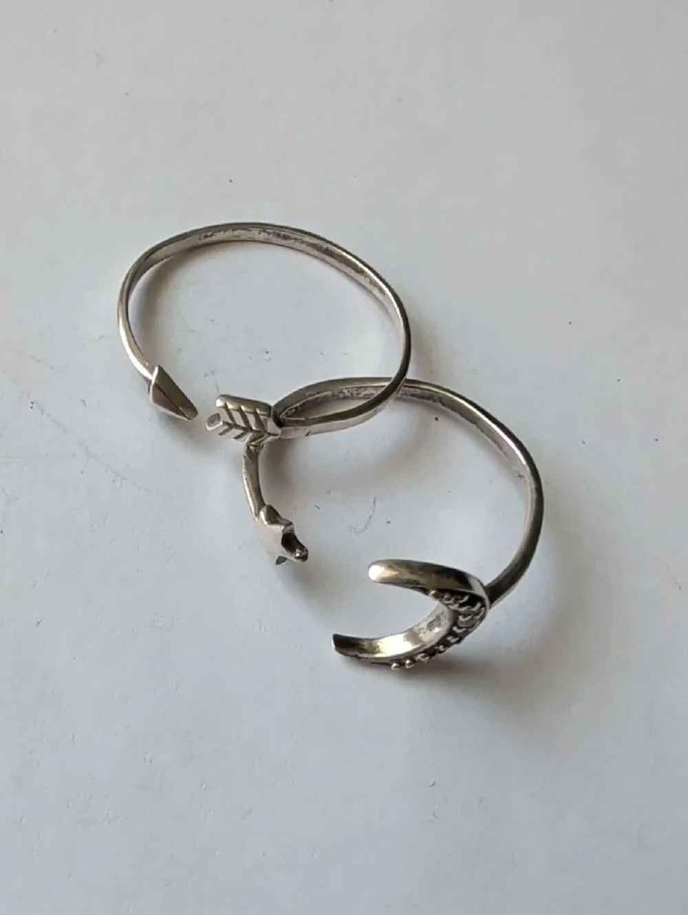 Sterling Silver Moon & Arrow Open Rings - Silver